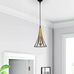 Φωτιστικό οροφής Havana Megapap E27 μεταλλικό μονόφωτο χρώμα μαύρο - χρυσό 18x18x72εκ. - Image 2