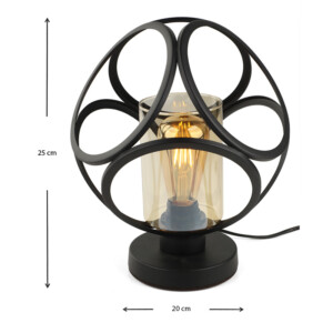 Φωτιστικό επιτραπέζιο Silvia Megapap E27 μεταλλικό χρώμα μαύρο 20x20x25εκ. - Image 3