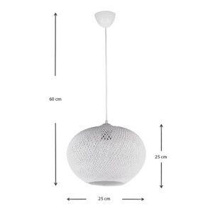 Φωτιστικό οροφής Visca Megapap E27 από σχοινί μονόφωτο χρώμα λευκό 25x25x60εκ. - Image 3