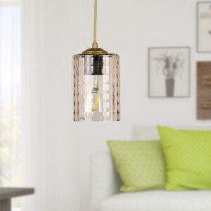 Φωτιστικό οροφής Alberto Megapap E27 ακρυλικό μονόφωτο χρώμα χρυσό 10x10x60εκ. - Image 2