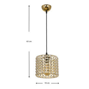 Φωτιστικό οροφής Deha Megapap E27 μεταλλικό - γυάλινο μονόφωτο χρώμα χρυσό 18x18x65εκ. - Image 3