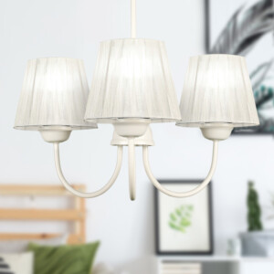 Φωτιστικό οροφής Ovana Megapap E27 μεταλλικό - υφασμάτινο τρίφωτο χρώμα κρεμ 45x45x50εκ. - Image 2