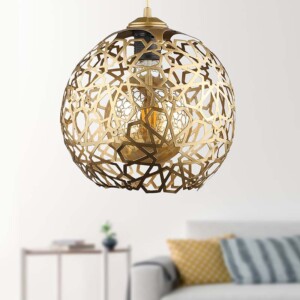 Φωτιστικό οροφής Dominico Megapap E27 μεταλλικό μονόφωτο χρώμα χρυσό 24x24x70εκ. - Image 2