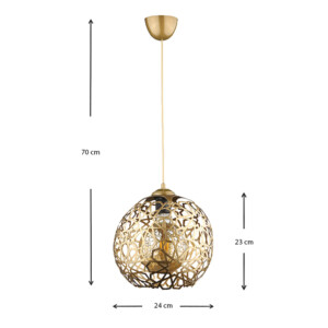 Φωτιστικό οροφής Dominico Megapap E27 μεταλλικό μονόφωτο χρώμα χρυσό 24x24x70εκ. - Image 3