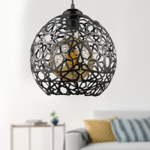 Φωτιστικό οροφής Dominico Megapap E27 μεταλλικό μονόφωτο χρώμα μαύρο 24x24x70εκ. - Image 2