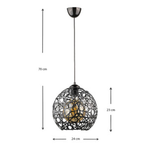 Φωτιστικό οροφής Dominico Megapap E27 μεταλλικό μονόφωτο χρώμα μαύρο 24x24x70εκ. - Image 3