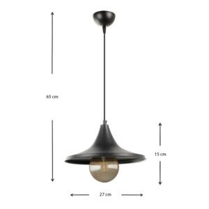 Φωτιστικό οροφής Silia Megapap E27 μεταλλικό μονόφωτο χρώμα μαύρο 27x27x65εκ. - Image 3