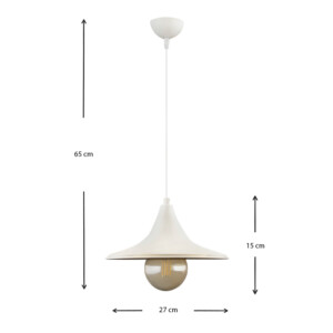 Φωτιστικό οροφής Silia Megapap E27 μεταλλικό μονόφωτο χρώμα λευκό 27x27x65εκ. - Image 3