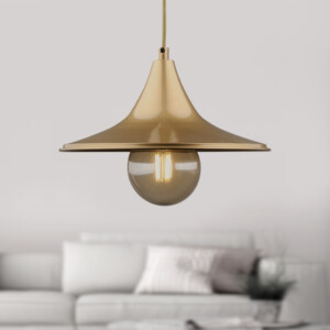 Φωτιστικό οροφής Silia Megapap E27 μεταλλικό μονόφωτο χρώμα χρυσό 27x27x65εκ. - Image 2