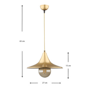 Φωτιστικό οροφής Silia Megapap E27 μεταλλικό μονόφωτο χρώμα χρυσό 27x27x65εκ. - Image 3