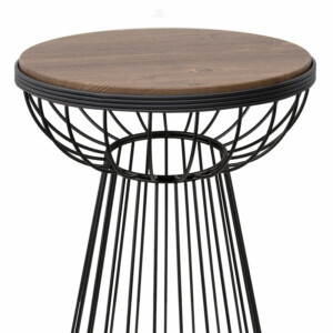 Τραπεζάκι βοηθητικό Mantare Megapap μεταλλικό - Mdf χρώμα μαύρο - καρυδί 35x35x58εκ. - Image 3