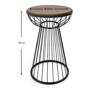 Τραπεζάκι βοηθητικό Mantare Megapap μεταλλικό - Mdf χρώμα μαύρο - καρυδί 35x35x58εκ. - Image 4