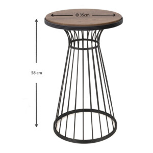 Τραπεζάκι βοηθητικό Tekosi Megapap μεταλλικό - Mdf χρώμα μαύρο - καρυδί 35x35x58εκ. - Image 4