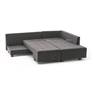 Γωνιακός καναπές - κρεβάτι Manama Megapap δεξιά γωνία υφασμάτινος χρώμα ανθρακί 280x206x85εκ. - Image 9