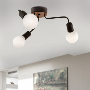 Φωτιστικό οροφής Salvi Megapap E27 μεταλλικό τρίφωτο χρώμα μαύρο 44x44x10εκ. - Image 2