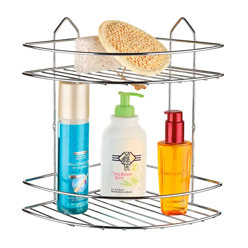 Ραφιέρα μπάνιου γωνιακή Perilla μεταλλική χρώμα ασημί 20x20x28εκ. Ραφιέρα μπάνιου γωνιακή Perilla μεταλλική χρώμα ασημί 20x20x28εκ.