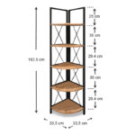 Βιβλιοθήκη γωνιακή Kelsie Megapap χρώμα μαύρο - pine oak 33x33x162εκ. - Image 3
