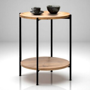 Βοηθητικό τραπεζάκι Argento Megapap χρώμα pine oak 43x43x60εκ. - Image 2