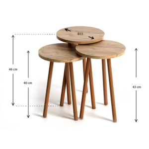 Τραπεζάκια βοηθητικά Roma Megapap χρώμα pine oak - Image 3