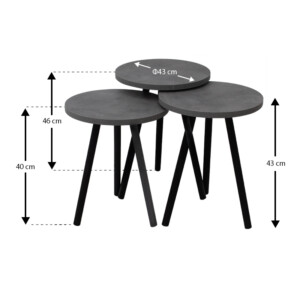 Βοηθητικά τραπεζάκια Roma Megapap χρώμα γκρι ρετρό - Image 3