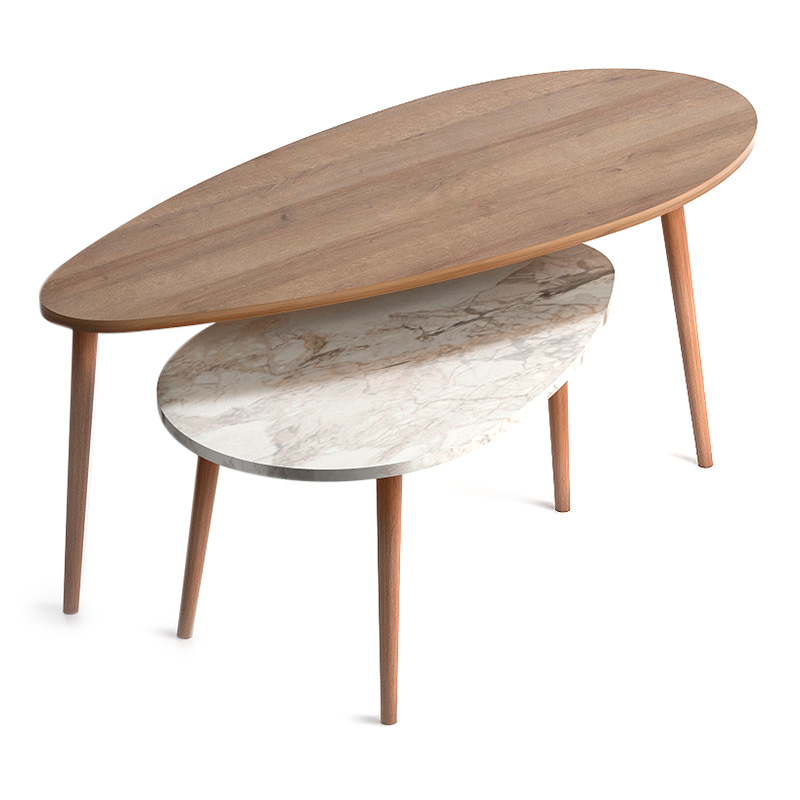 Βοηθητικά τραπεζάκια Elips Megapap από μελαμίνη χρώμα oak - μπεζ εφέ μαρμάρου 116x46x46εκ. Βοηθητικά τραπεζάκια Elips Megapap από μελαμίνη χρώμα oak - μπεζ εφέ μαρμάρου 116x46x46εκ.