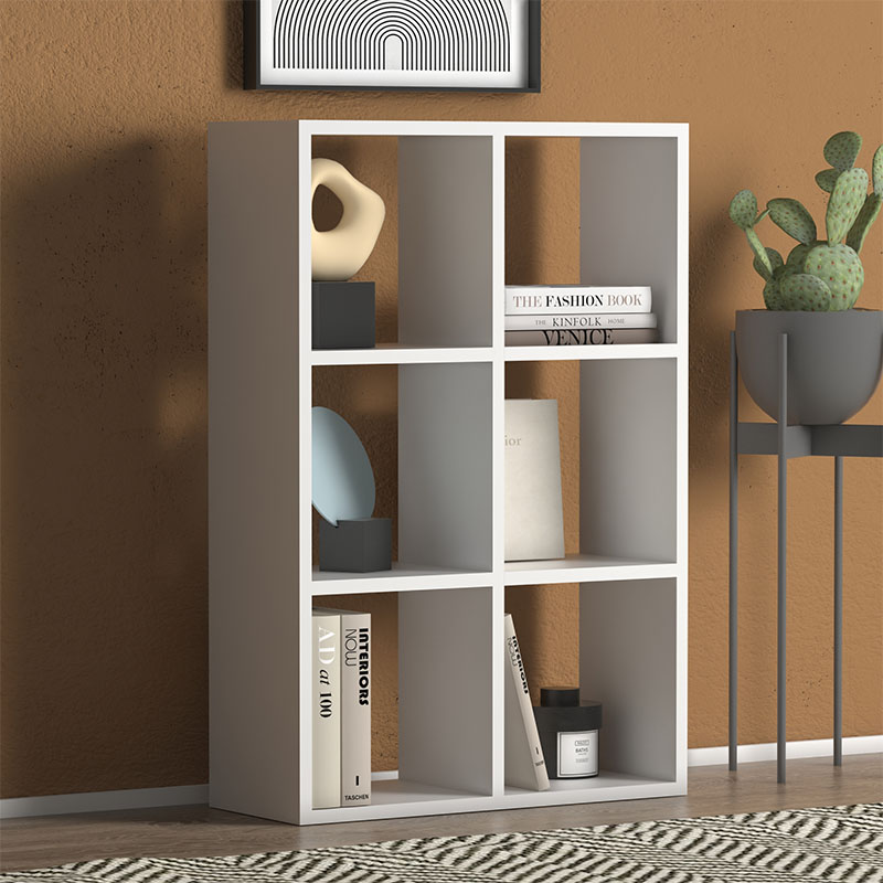 Βιβλιοθήκη Cube Megapap από μελαμίνη χρώμα λευκό 73 Βιβλιοθήκη Cube Megapap από μελαμίνη χρώμα λευκό 73