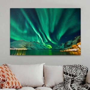 Πίνακας σε καμβά "Aurora Borealis" Megapap ψηφιακής εκτύπωσης 100x70x3εκ. - Image 2