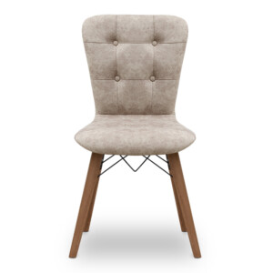 Καρέκλα τραπεζαρίας Palmira Megapap υφασμάτινη χρώμα μπεζ - καρυδί πόδι 47x44x88εκ. - Image 4