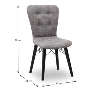 Καρέκλα τραπεζαρίας Palmira Megapap υφασμάτινη χρώμα γκρι - μαύρο πόδι 47x44x88εκ. - Image 6