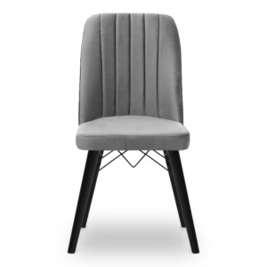 Καρέκλα τραπεζαρίας Carla Megapap από βελούδο χρώμα γκρι - μαύρο πόδι 45x46x90εκ. - Image 4