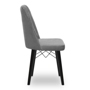 Καρέκλα τραπεζαρίας Carla Megapap από βελούδο χρώμα γκρι - μαύρο πόδι 45x46x90εκ. - Image 5