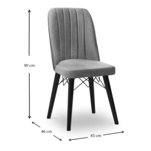 Καρέκλα τραπεζαρίας Carla Megapap από βελούδο χρώμα γκρι - μαύρο πόδι 45x46x90εκ. - Image 6