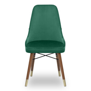 Καρέκλα τραπεζαρίας Venus Megapap από βελούδο χρώμα κυπαρισσί - καρυδί/χρυσό πόδι 53x48x95εκ. - Image 4