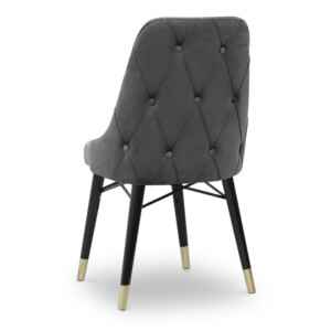 Καρέκλα τραπεζαρίας Venus Megapap από βελούδο χρώμα γκρι - μαύρο/χρυσό πόδι 53x48x95εκ. - Image 3