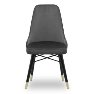 Καρέκλα τραπεζαρίας Venus Megapap από βελούδο χρώμα γκρι - μαύρο/χρυσό πόδι 53x48x95εκ. - Image 4