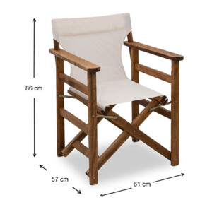 Πολυθρόνα σκηνοθέτη Queen Megapap ξύλινη μασίφ οξιά χρώμα καρυδί εμποτισμού με διάτρητο εκρού πανί 61x57x86εκ. - Image 4