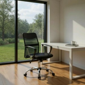 Καρέκλα γραφείου Franco Megapap με ύφασμα Mesh χρώμα μαύρο 59x57x95/105εκ. - Image 3