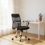 Καρέκλα γραφείου Franco Megapap με ύφασμα Mesh χρώμα γκρι - μαύρο 59x57x95/105εκ. - Image 3