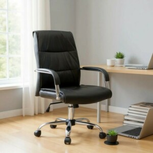 Καρέκλα γραφείου διευθυντική Matteo Megapap από τεχνόδερμα χρώμα μαύρο 60x66x105/115εκ. - Image 3