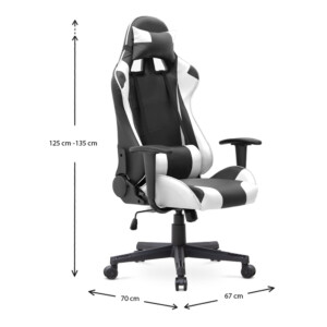 Καρέκλα γραφείου Gaming Alonso Megapap από τεχνόδερμα χρώμα λευκό - μαύρο 67x70x125/135 εκ. - Image 10