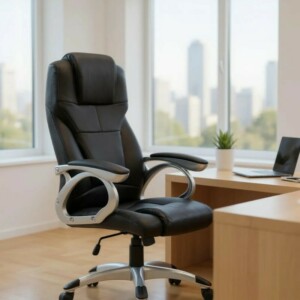 Καρέκλα γραφείου διευθυντική Luca Megapap από τεχνόδερμα χρώμα μαύρο 65x60x118/128εκ. - Image 3