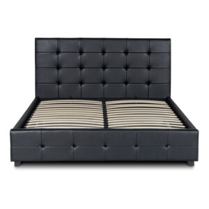 Κρεβάτι Iro Megapap από τεχνόδερμα με αποθηκευτικό χώρο χρώμα μαύρο 160x200εκ. - Image 5