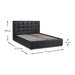 Κρεβάτι Iro Megapap από τεχνόδερμα με αποθηκευτικό χώρο χρώμα μαύρο 160x200εκ. - Image 9