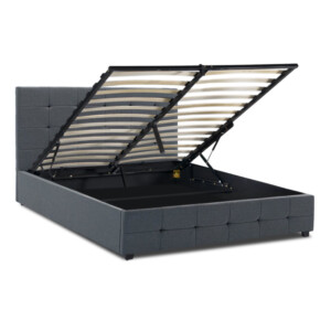 Κρεβάτι Iro Megapap υφασμάτινο με αποθηκευτικό χώρο χρώμα ανθρακί 160x200εκ. - Image 4