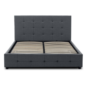 Κρεβάτι Iro Megapap υφασμάτινο με αποθηκευτικό χώρο χρώμα ανθρακί 160x200εκ. - Image 5