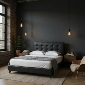 Κρεβάτι Sissy Megapap από τεχνόδερμα χρώμα μαύρο 160x200εκ. - Image 2