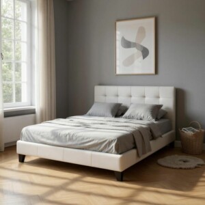 Κρεβάτι Sissy Megapap από τεχνόδερμα χρώμα λευκό 160x200εκ. - Image 2