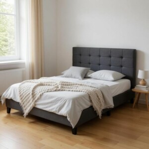 Κρεβάτι Sissy Megapap υφασμάτινο χρώμα ανθρακί 160x200εκ. - Image 2