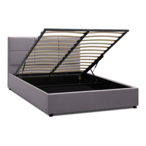 Κρεβάτι Kingston Megapap βελούδινο με αποθηκευτικό χώρο χρώμα γκρι 160x200εκ. - Image 4