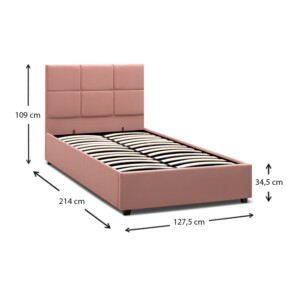 Κρεβάτι Kingston Megapap βελούδινο με αποθηκευτικό χώρο χρώμα melon pink 120x200εκ. - Image 9